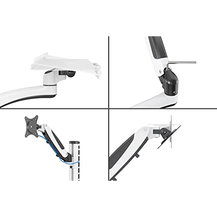 Digitus Workstation, Monitor- und Tastaturhalterung zur Wandmontage für 32 Zoll Monitore, VESA 75x75/100x100, Traglast 8 kg, Weiss/Schwarz – Bild 4