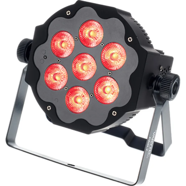 Varytec LED Pad7, 7x10W 6in1 RGBAWUV LED Scheinwerfer in schwarz, flach, mit IR-Fernbedienung und DMX Steuerung