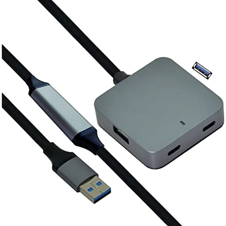 VALUE USB 3.2 Gen1 4-Port Hub (2X A + 2X C) mit Verlängerungskabel, schwarz, 10 m – Bild 1