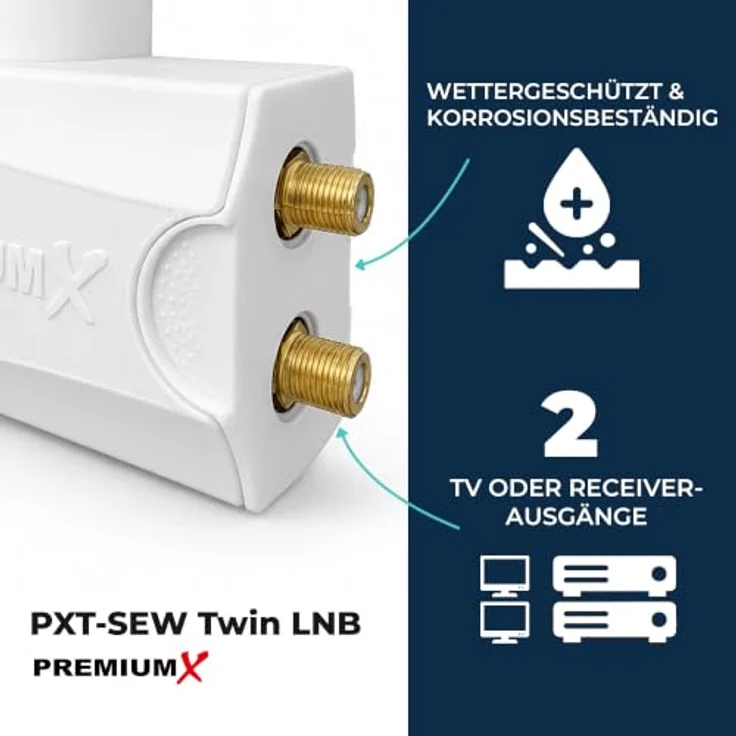 PremiumX PXS80 SAT Anlage, 80 cm Anthrazit Antenne mit Twin LNB weiß und 4x F-Stecker – Bild 5
