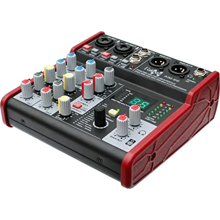 E-Lektron AIM-66 4-Kanal Streaming Audio-Mixer Mischpult mit USB Computer-Interface und DSP-Effekt