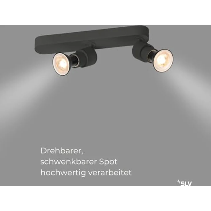 SLV PURI 2.0 BASIC, Deckenleuchte, Wandleuchte, Schwarz, flexibel dreh- und schwenkbar, reduzierter industrieller Look – Bild 2