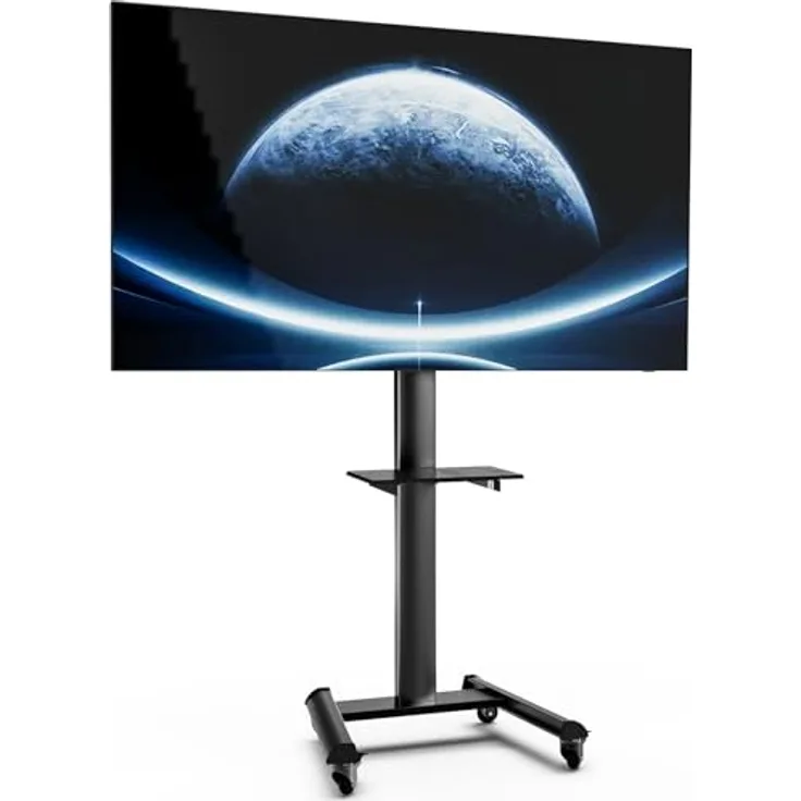 XTRARM Proton 500 mobiler TV Ständer, Schwarz, bis 211 cm Höhe, viele VESA-Größen, TV 37-70 Zoll / 40 kg