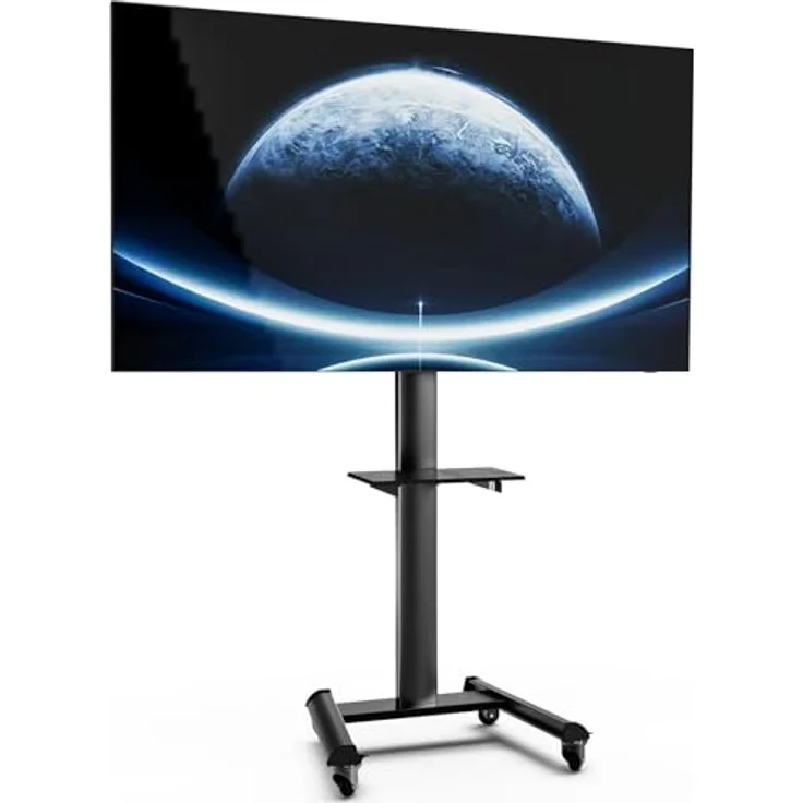 XTRARM Proton 500 mobiler TV Ständer, Schwarz, bis 211 cm Höhe, viele VESA-Größen, TV 37-70 Zoll / 40 kg – Bild 1
