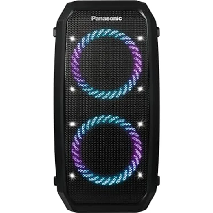 Panasonic SC-BMAX30 tragbarer Party-Lautsprecher, 320 W, Bluetooth 5.3, 14-Stunden-Akku, IPX4, mit Lichtshow, Gitarren- & Mikrofoneingängen, Schwarz