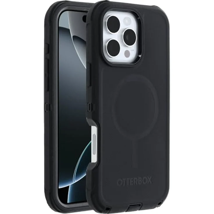 OtterBox Defender Series MagSafe Hülle für iPhone 16 Pro Max, stoßfest, sturzsicher, extrem robust, Schutzhülle, 7X getestet nach Militärstandard, Schwarz – Bild 1