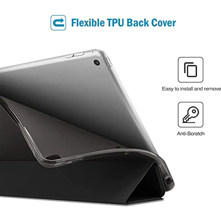 ProCase Soft Hülle für iPad 9.7 Zoll 6. Generation 2018/5. Generation 2017 /iPad Air 1/2, Weich TPU Schutzhülle mit transluzenter Rückseite – Schwarz – Bild 3