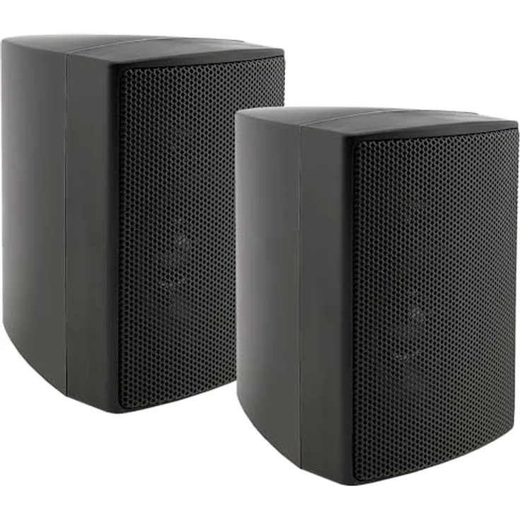 ChiliTec 2-Wege Regal-Lautsprecher Schwarz, Paar, Wand-Lautsprecher für HiFi Stereoanlage, 60Watt, 8Ohm, klarer Klang, 30Watt RMS, Metall-Schutzgitter – Bild 1