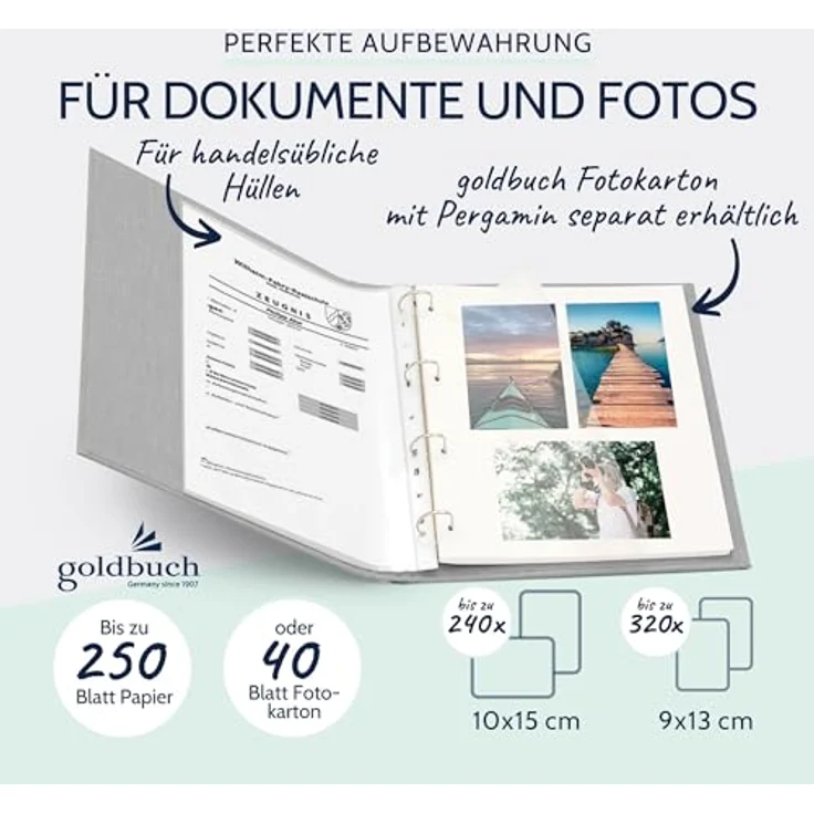 goldbuch Foto-Ringbuch, Bella Vista, 26x32 cm, Leinen, Hellgrau, 37 919 – Bild 5