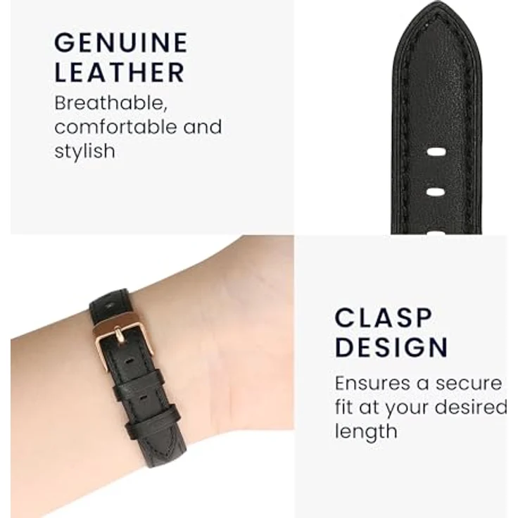 kwmobile Echtleder Uhrenarmband für Huawei Watch Fit mini, verstellbares Fitnessarmband in Schwarz Braun, Schutz und Stil für Smartwatches – Bild 4