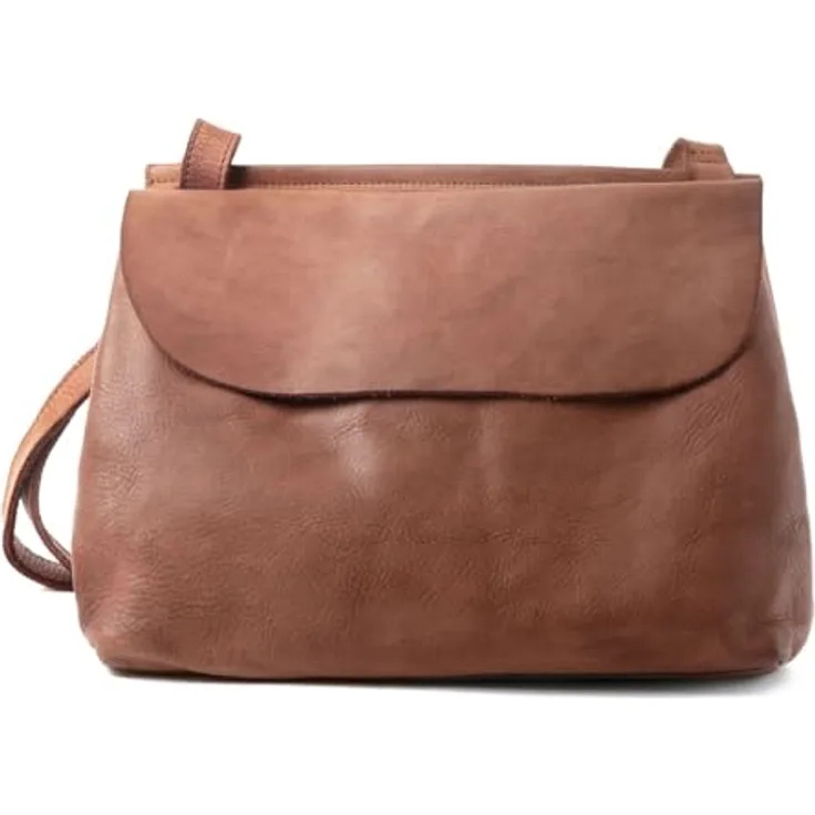 Harold's Submarine Shoulderbag flap L, Umhängetasche aus pflanzlich gegerbtem Rindleder, hellbraun, inkl. Reißverschlussfächer und verstellbarem Schultergurt