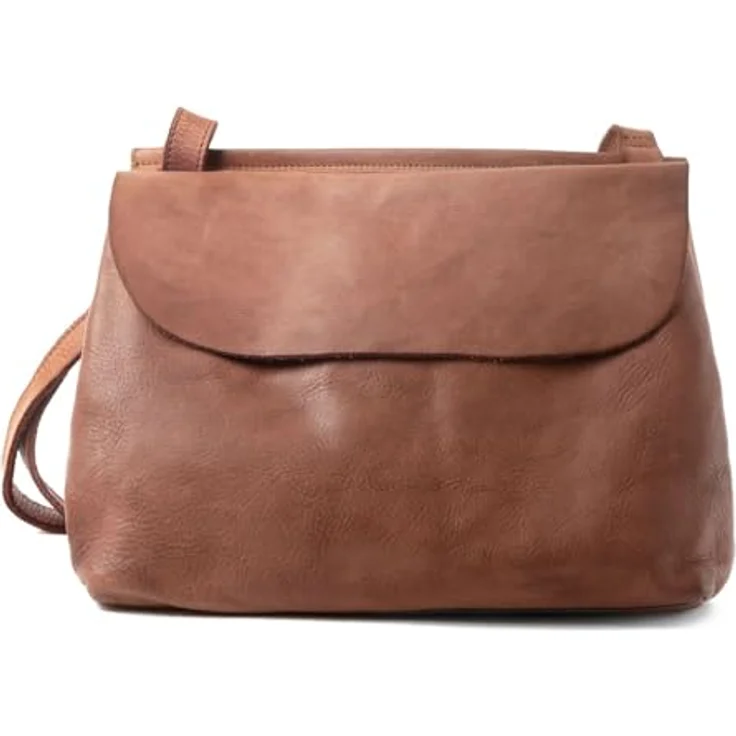 Harold's Submarine Shoulderbag flap L, Umhängetasche aus pflanzlich gegerbtem Rindleder, hellbraun, inkl. Reißverschlussfächer und verstellbarem Schultergurt – Bild 1