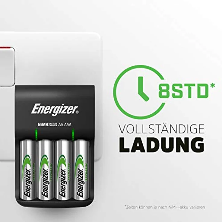 Energizer Ladegerät Batterien, Recharge Base, für Wiederaufladbare Batterien der Größen AA und AAA – Bild 4