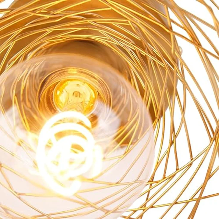 Qazqa - Design Design-Deckenleuchte Sarella Gold Messing - Dimmbar - Geeignet für Wohnzimmer und Schlafzimmer - LED-fähig E27 – Bild 5