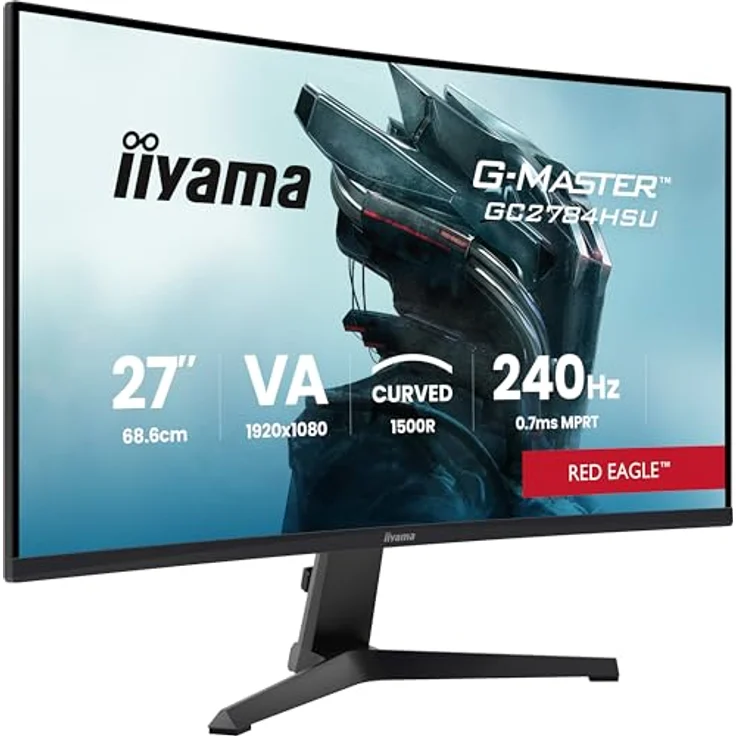 iiyama G-Master Red Eagle GC2784HSU-B1, 27“ Curved Gaming Monitor mit 240Hz, 0.7ms Reaktionszeit, Full-HD, HDMI, DP, USB2.0, HDR10, FreeSync Premium, schwarz – Bild 1
