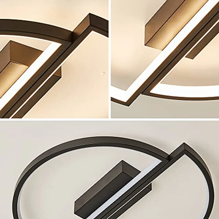 Eurotondisplay LED Deckenleuchte Deckenlampe SX87 mit Fernbedienung Lichtfarbe/Helligkeit einstellbar dimmbar weiß schwarz lackierte MetallrahmenLED Schlaffzimmerleuchte ceiling light (SX8719B Ø 45cm) – Bild 5