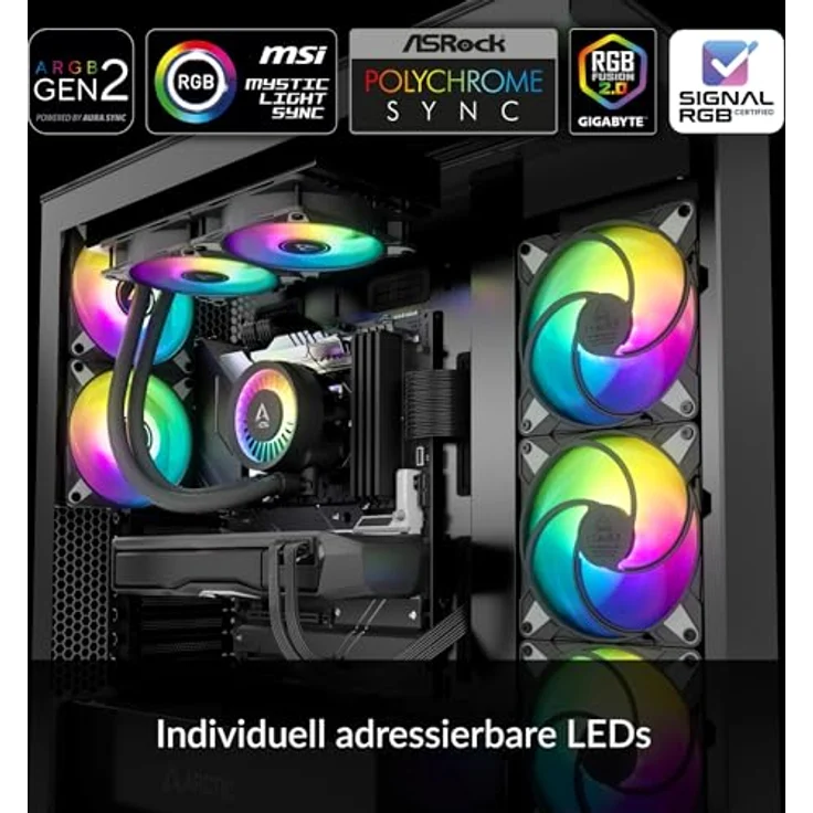 ARCTIC Liquid Freezer III 280 A-RGB - Wasserkühlung PC, AIO CPU Wasserkühler, PWM-gesteuerte Pumpe, 200–1900 RPM, LGA1851 und LGA1700 Contact Frame - Schwarz – Bild 2