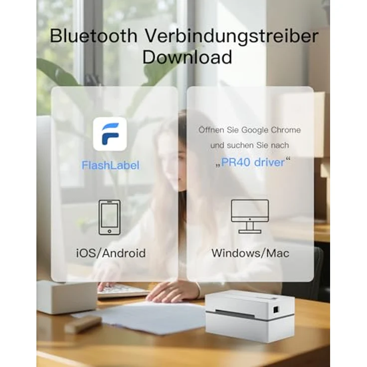 Inateck Bluetooth Thermo-Etikettendrucker, 4x6 Versandetikettendrucker mit schnellem Druck von 150 mm/s, USB und App-kompatibel für iOS und Android – Bild 2