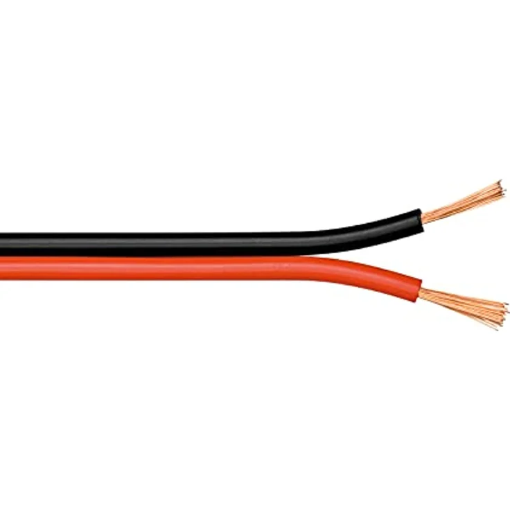 Goobay 15086 Lautsprecherkabel 2x0,5mm² Kupfer Litze / Boxenkabel Audio Kabel Meterware / Speaker Cable Kupferkabel Rot Schwarz / Subwoofer Kabel 100m – Bild 1