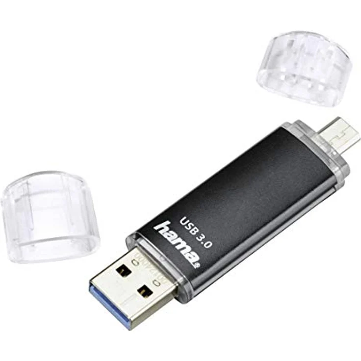 Hama 256GB USB-Speicherstick mit USB 3.0 und microUSB (2-in-1 USB-Stick, z.B. für Android Handy, Tablet, Computer, Notebook, PC, Laptop, MacBook, OTG, 40MB-s) Handy-Stick, Doppel Memory-Stick schwarz – Bild 3