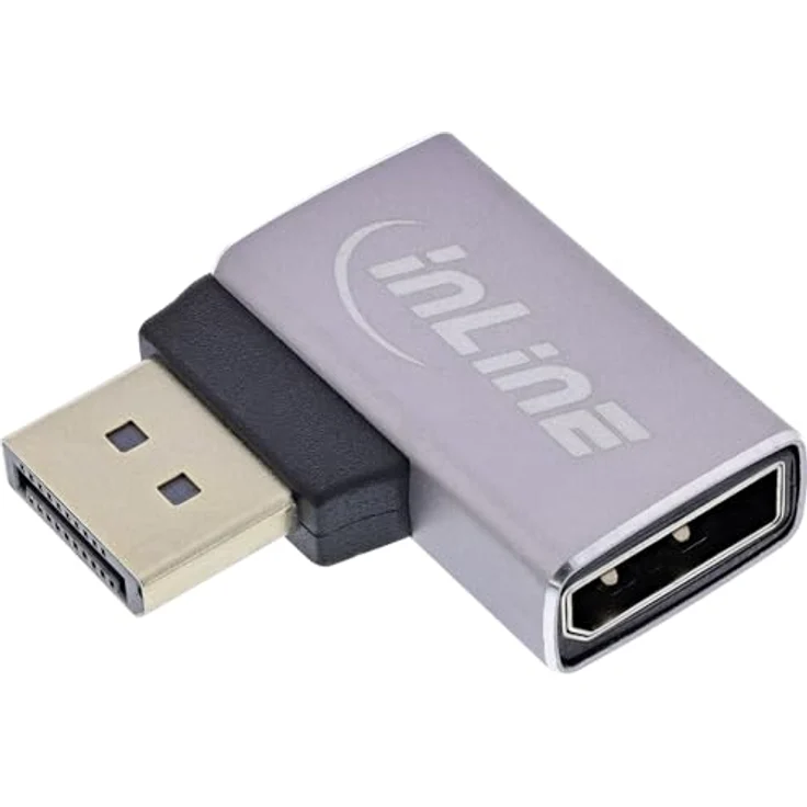 InLine DisplayPort 1.4 Adapter 90° Links gewinkelt, DP Stecker zu Buchse, 8K-kompatibel, vergoldete Kontakte, 17291E – Bild 1