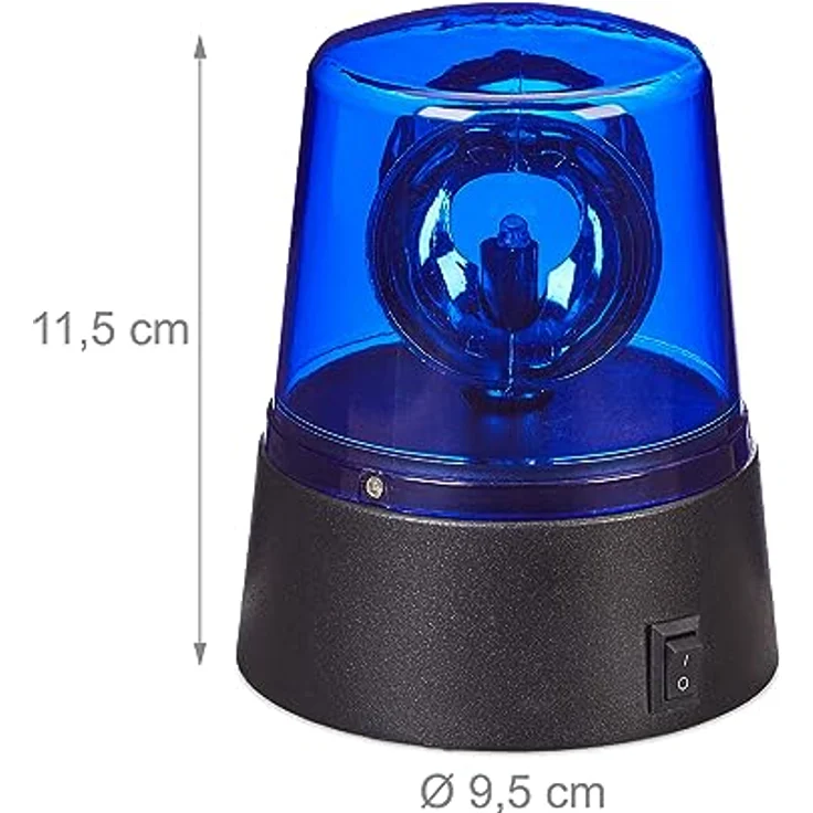 Relaxdays LED Blaulicht, 2er Set, Rundumleuchte mit drehendem Reflektor, Partylicht, Geburtstag, batteriebetrieben, blau, Kunststoff – Bild 4