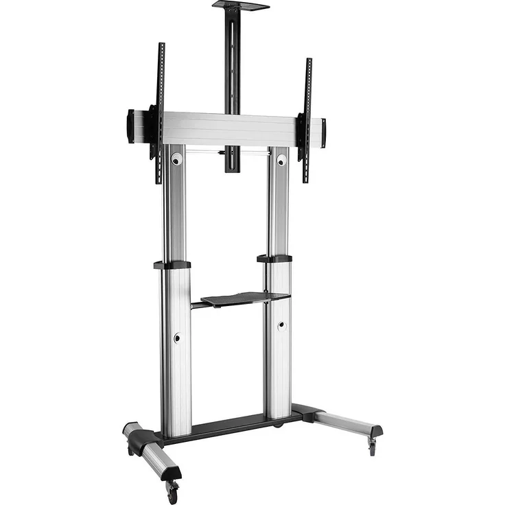 Roline Rollständer für TV und Monitor, mobil und höhenverstellbar bis 100", Tragfähigkeit 100 kg, Silber
