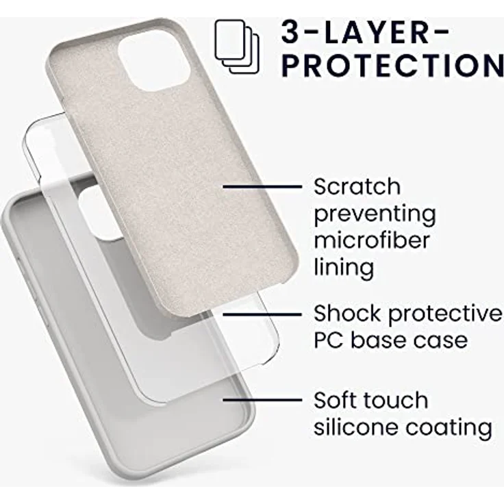 kwmobile Handyhülle für iPhone 13, Silikon Case in Beige matt, rutschfest und kabelloses Laden – Bild 2