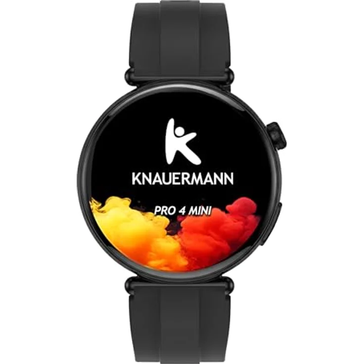 Knauermann PRO 4 MINI (2026) Rund Schwarz - EKG Gesundheitsuhr mit Blutdruck-, Puls- und Blutsauerstoffmessung, Schlafanalyse, Telefonie, IP67, 41 mm AMOLED-Display, Silikon Schwarz – Bild 2