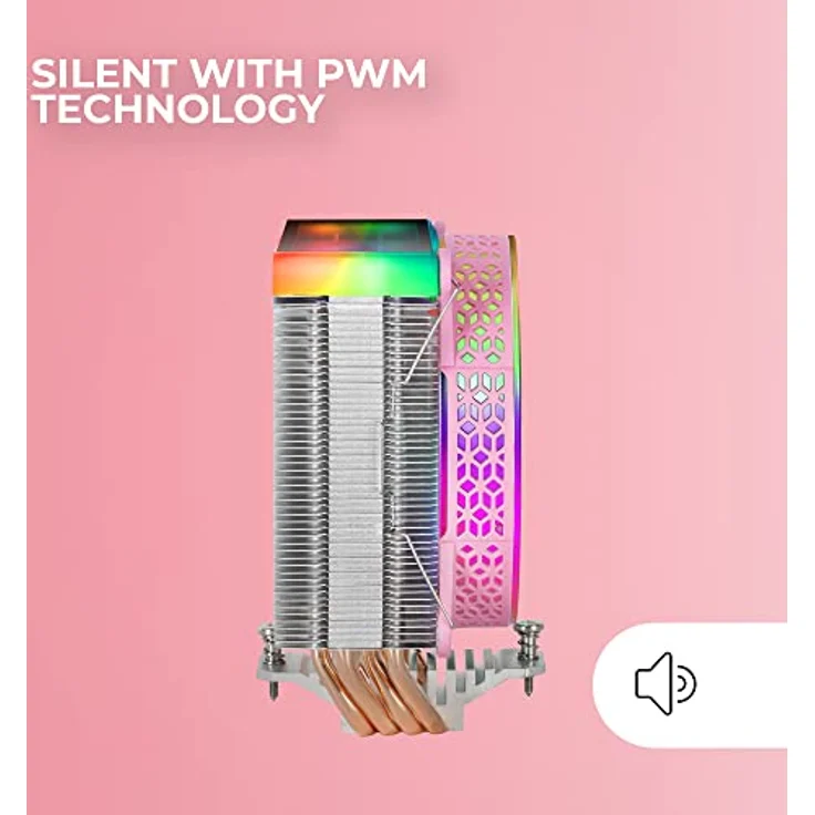 Mars Gaming MCPU-VR Rosa, CPU Kühlkörper, Dual Infinity Mirror ARGB, 4 HCT Heatpipes, 180W TDP, Ultra-quiet PWM 12cm Lüfter – Bild 5
