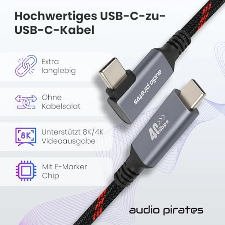 audio pirates united pirates USB-C Kabel 90° (1m) 40Gbit/s – 240 W ...
