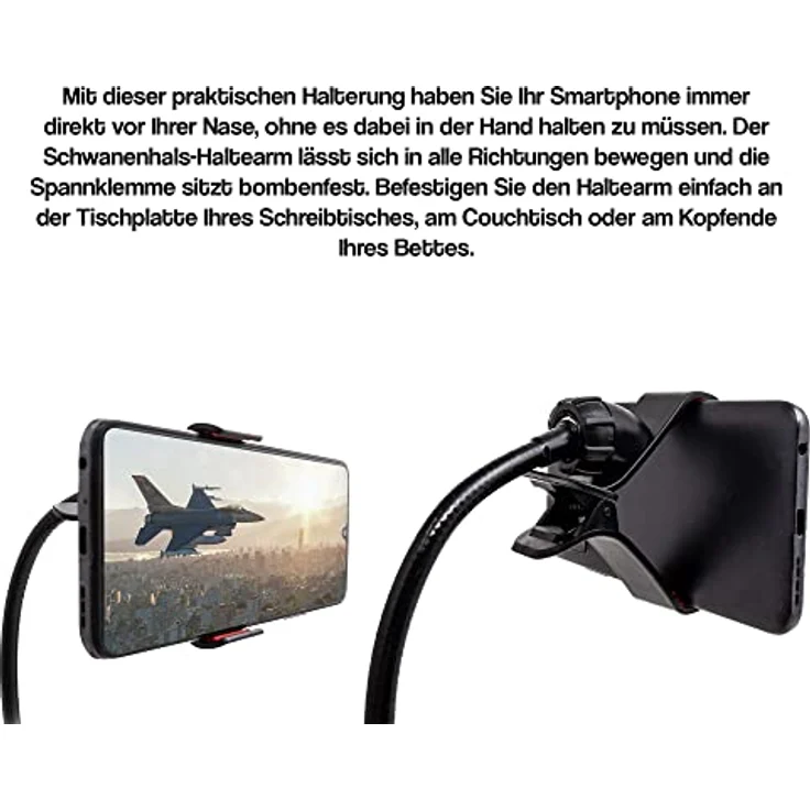SYSTEM-S Universal Halter Flexibler Tisch & Bett Schwanenhals Haltearm Halterung für Smartphone Handy – Bild 15