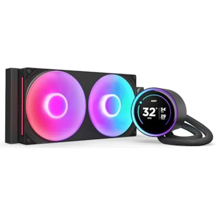 NZXT Kraken Elite 280 RGB AIO CPU-Flüssigkeitskühler - Schwarz, Turbine Pump, 2.72“ IPS LCD, RGB Core Lüfter
