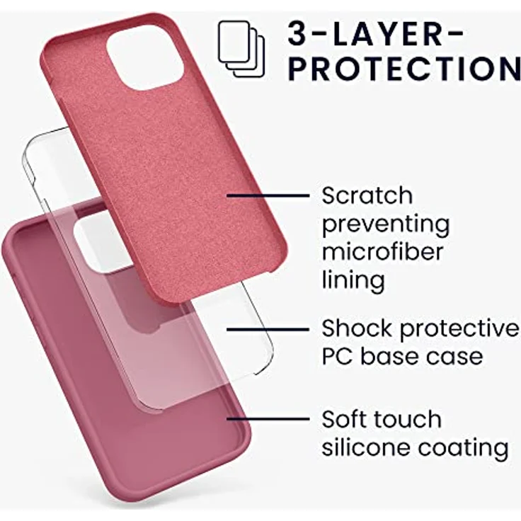 kwmobile Handyhülle für iPhone 13 mini, Silikon Case in Dark Rose, kabelloses Laden, rutschfest und strapazierfähig – Bild 2