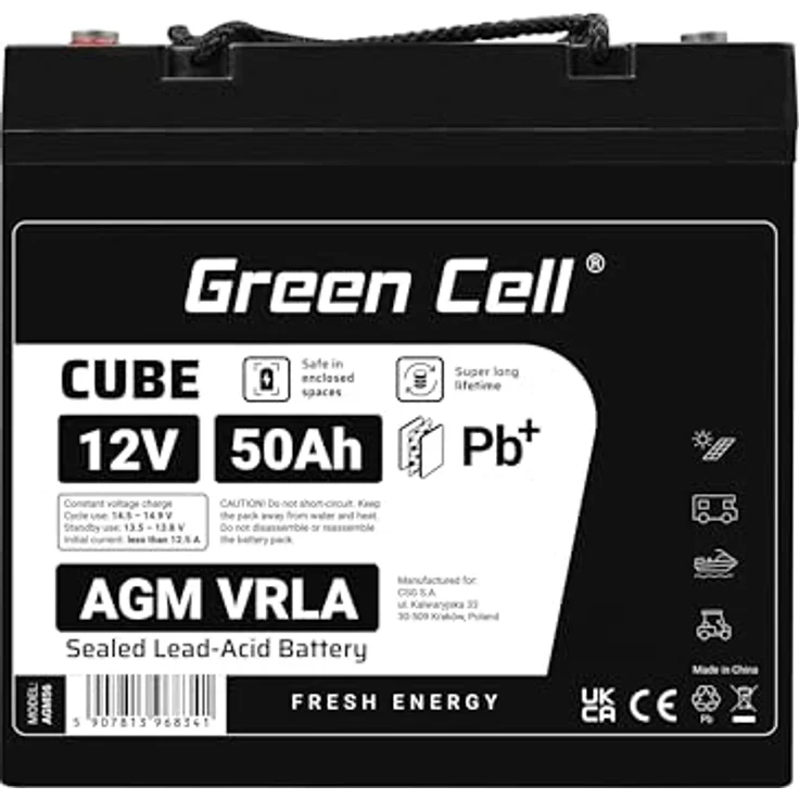 Green Cell AGM 12V 50Ah Akku Vlies Batterie Schwarz - Zyklenfest & Wartungsfrei, ideal für Caravan Camping Solarpanel – Bild 5