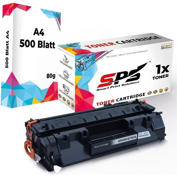 SPS Q5949A Tonerkartusche, Kompatibel für HP Laserjet 1320NW, 1x Schwarz, inklusive 500 Blatt A4 Druckerpapier