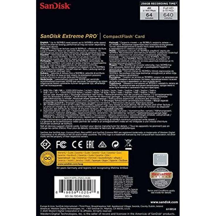 SanDisk Extreme Pro CompactFlash 256GB Speicherkarte (bis zu 160MB-s lesen) – Bild 5
