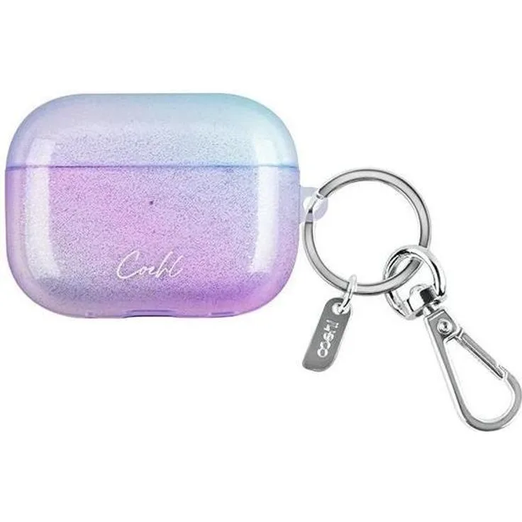 Uniq Coehl Linear AirPods Pro 2 Hülle, Schutzhülle mit Glitzer-Effekt, Blau/Pink, Mehrfarbig