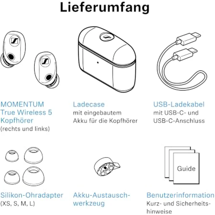 SENNHEISER Momentum True Wireless 5, In-ear Kopfhörer mit Geräuschunterdrückung, 40 Stunden Akkulaufzeit, Bluetooth Denim – Bild 8