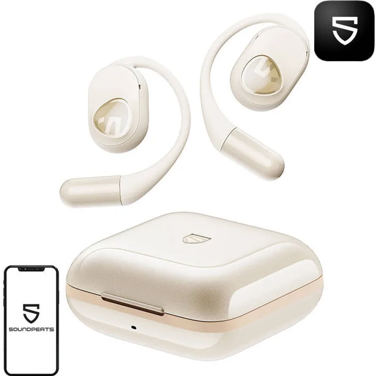 SoundPEATS GoFree2+ TWS Kopfhörer, kabelloses Bluetooth-Headset mit IPX4 Wasserschutz und ergonomischem Design, weiß