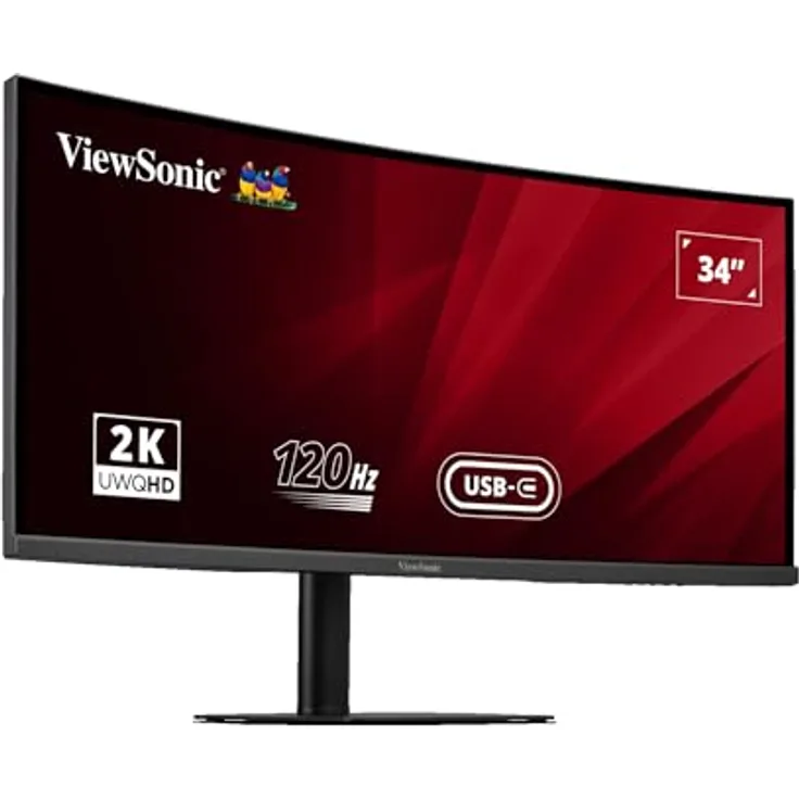 ViewSonic VA3420C, 34 Zoll UWQHD LED Monitor, 1900R, 120Hz, 1ms, flimmerfrei, 21:9, HDMI/USB-C