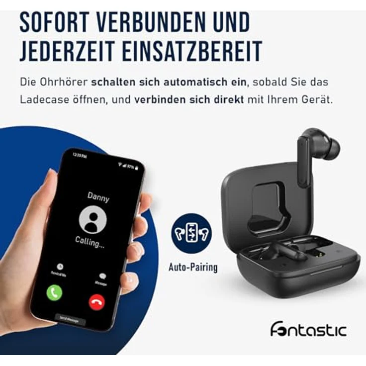 Fontastic In-Ear Kopfhörer DISPA+ Smart Case, schwarz, True Wireless mit ANC- und ENC-Technologie – Bild 5