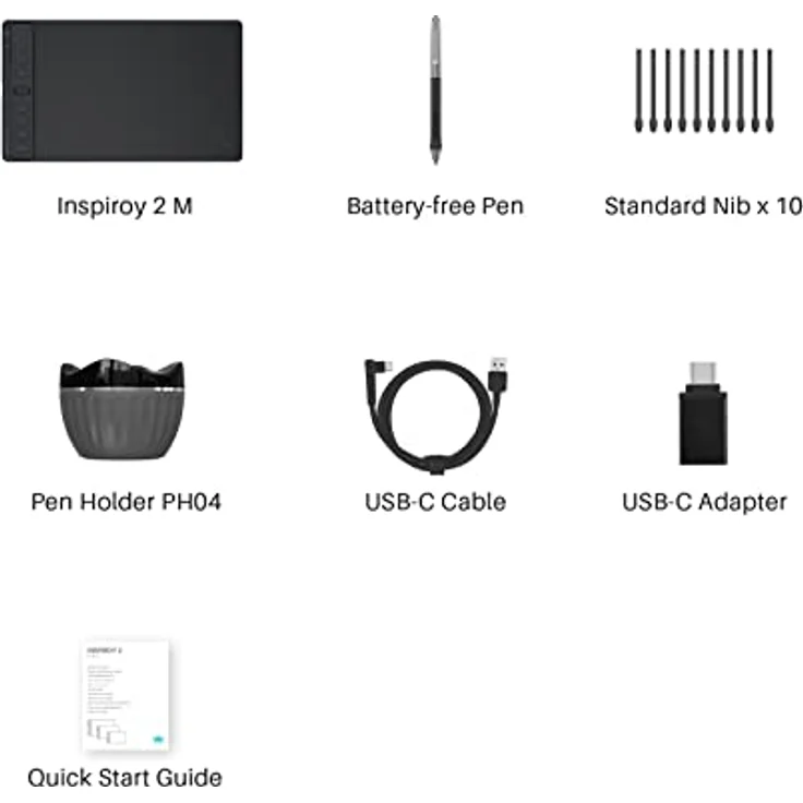 HUION Inspiroy 2M Schwarzes Grafiktablett mit erweiterter Tastenkombination und verbessertem PenTech 3.0 – Bild 10