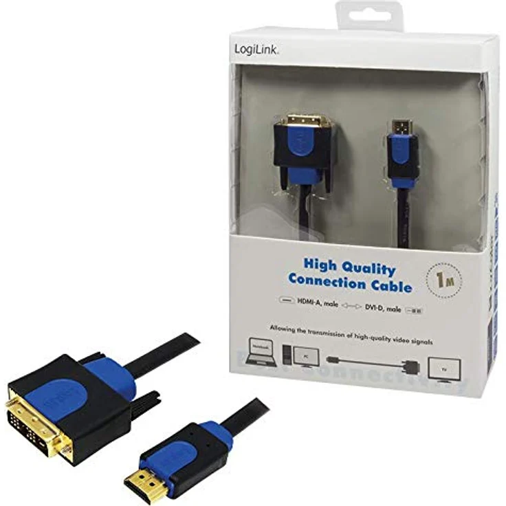 LogiLink DVI/HDMI Anschlusskabel 1.00m CHB3101 vergoldete Steckkontakte, schraubbar Schwarz [1x DV – Bild 3