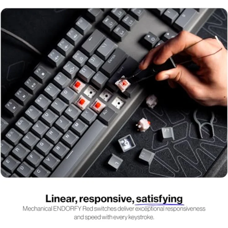 ENDORFY Thock V2 CZ, Gaming-Tastatur mit Gateron Red Switches, hot-swap, Aluminiumoberteil, programmierbare Makros, Lautstärkeregler und Mute-Funktion – Bild 4