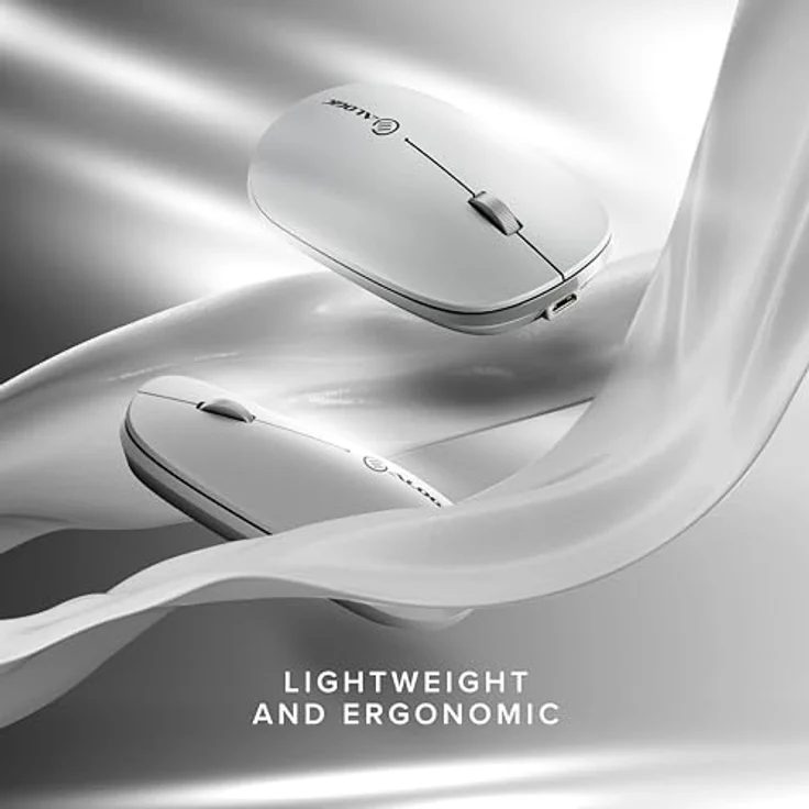 Alogic Echelon Bluetooth USB-C Wireless Mouse, wiederaufladbar, ergonomisches Design, weiss – Bild 3