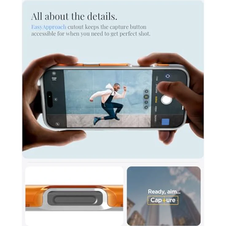 Spigen Classic C1 MagFit Hülle für iPhone 16 Pro - Einzigartiges durchscheinendes Design, Magnet für kabelloses Laden, Eckschutz - Tangerine – Bild 5