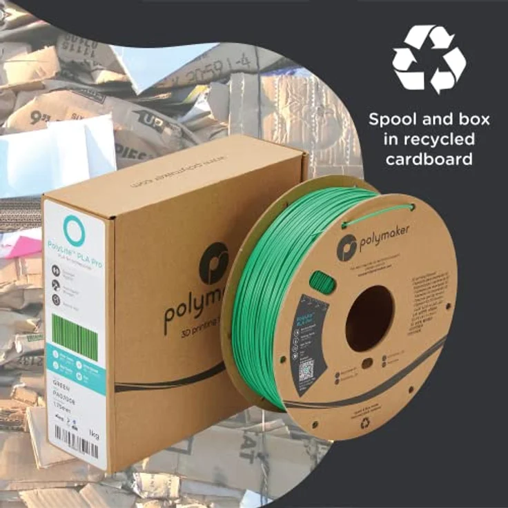 Polymaker PolyLite PLA PRO, 1.75mm 3D-Druckfilament in Grün, hohe Zähigkeit und Steifigkeit, 1kg – Bild 5