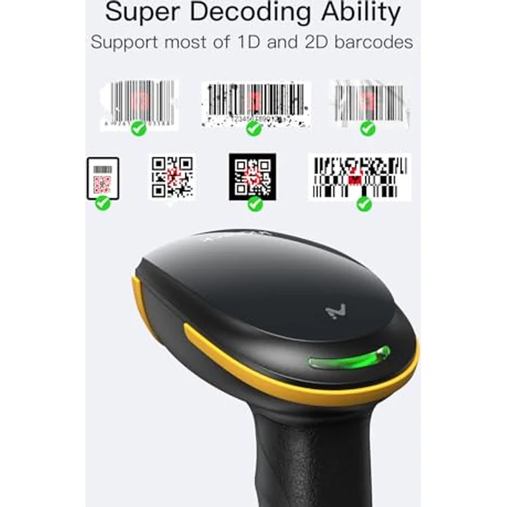 Inateck Bluetooth Barcode Scanner 2D, mit 2600 mAh Akku und intelligenter Ladestation, unterstützt AI, APP, SDK, BCST-36 – Bild 2