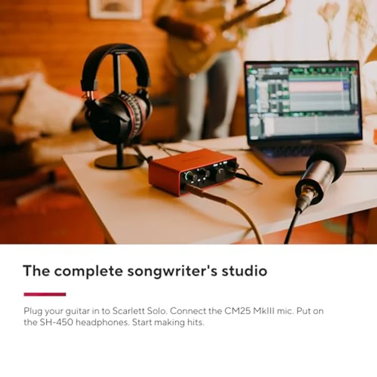 Focusrite Scarlett Solo Studio 4. Gen, USB-Audio-Interface mit Kondensatormikrofon CM25 MkIII und Kopfhörer SH-450 für Aufnahme und Streaming – Bild 5